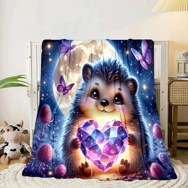 Sleepy Hedgehog Dreams Blanket Flannel Blanket for bed, sofa, Camping, Hiking, Picnic Essentials, gift for family Fan gifts