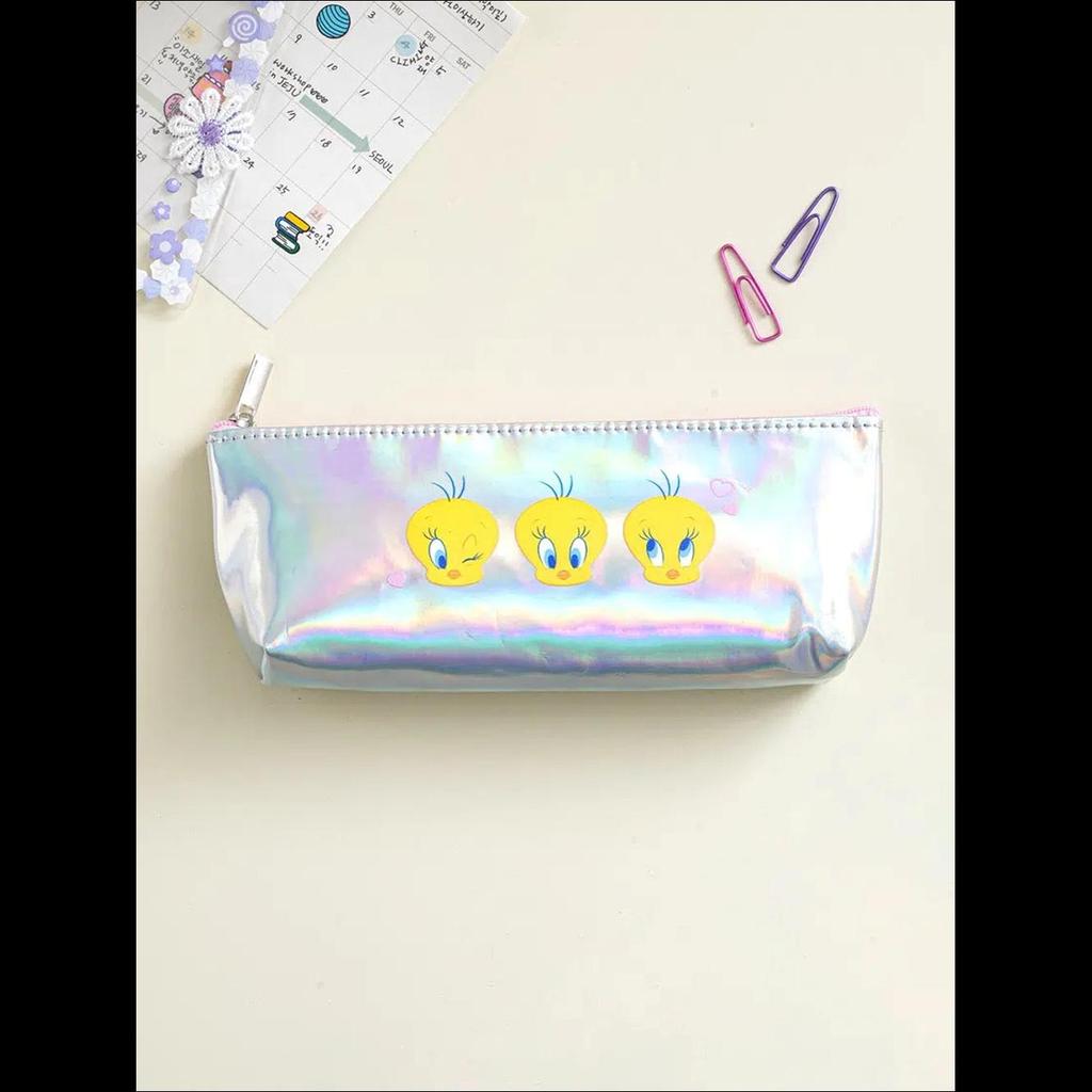 [K-Stationery] Daiso Корея Looney Tunes Твити Голографический пенал - Милые корейские канцелярские товары Школьные принадлежности