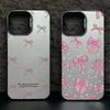 Ins Корейский Простой Розовый Чехол с Бантиком для iPhone 15 Pro Max 14 13 12 11 XS X XR 7 8 Plus 15 Роскошная Лазерная Крышка для Защиты Объектива