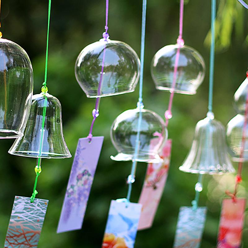 Прозрачные стеклянные колокольчики для окон, подвесные колокольчики для сада, садовые колокольчики, японский декор для комнаты, поделки своими руками