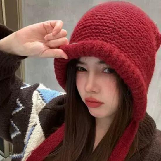 Женская шапка осенне-зимняя теплая японская вязаная шапка с ворсом ветрозащитная толстая защита ушей пуловер Gorro Bonnet