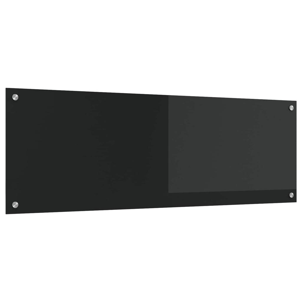 Kitchen Splashback Black 120 x 40 cm Tempered Glass