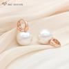 Fashion Round Simulated-pearl Drop Earrings For Women Girl Elegant Wedding Party Jewelry Rose Gold Color Stylish Eardrop Fine Gift