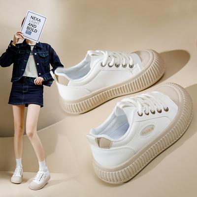 Белые туфли для женщин, новые весенние студенческие универсальные повседневные туфли в корейском стиле, обувь для Instagram, модные кроссовки на платформе, Kt2612