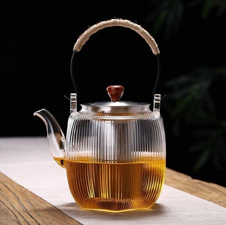 Чайник, термостойкий стеклянный чайный сервиз, китайский горшок, фильтр для кофе, 1100 мл, прочный заварочный чайник