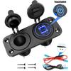 12V Marine Dual Quick Charge 3.0 USB Charger Outlet Splitter Waterproof Power Panel Adapter for Car Boat Motorcycle RV Truck ATV