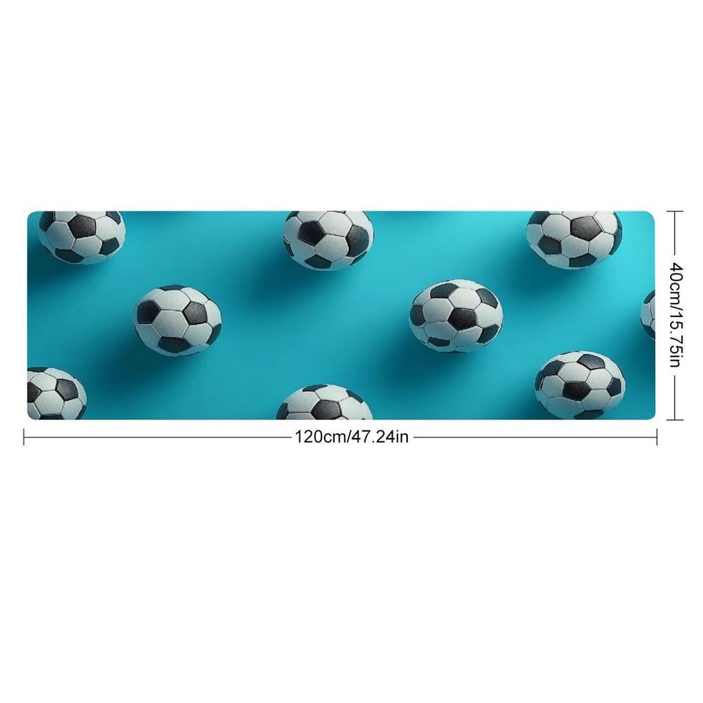 3D Soccer Ball Print Turquoise Kitchen Long Mat, Non-Slip Washable Durable Runner Rug for Kitchen, Bathroom, Laundry Room Decor