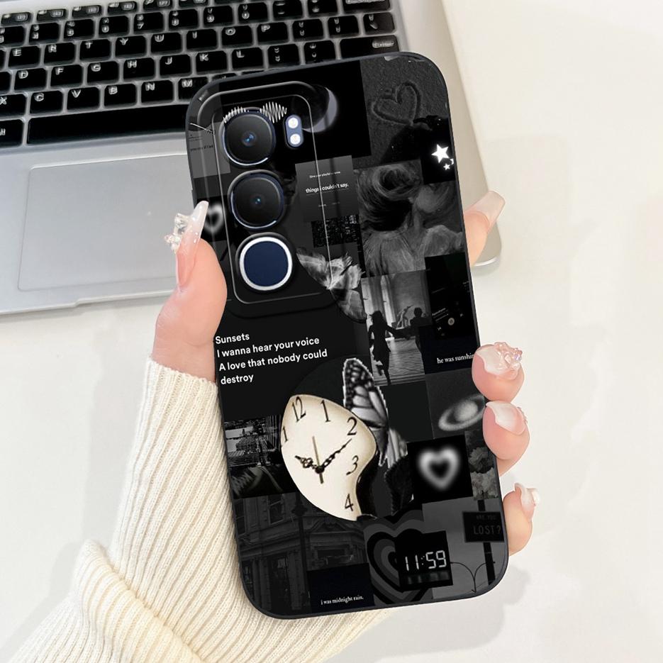 Для Vivo Y19s 4G Чехол V2419 Милый Кот Сетчатый Рисунок Чехол Ударопрочный Мягкий Силиконовый Чехол для Телефона Для Vivo Y19s Y 19 s VivoY19s Fundas