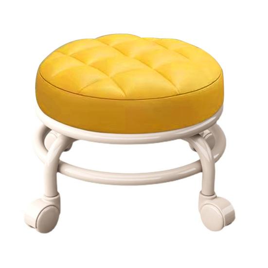 Низкий табурет на роликах с колесами, вращающимися на 360 градусов, подушка из искусственной кожи с губчатым наполнителем, современный круглый табурет на роликах для домашнего офиса и магазина