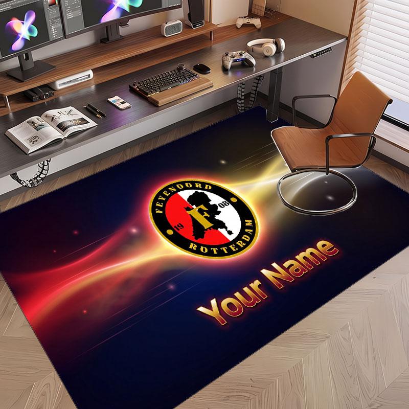 Custom Rug Feyenoord Pattern Print Name Text Soft Non‑Slip Floor Carpet for Home Indoor Decoration