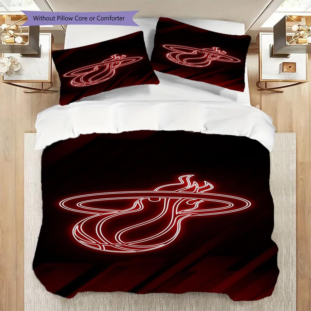 Vibrant Miami Heat Spirit Three-piece set(1 * duvet cover + 2 * pillowcase, without core)Soft and comfortable Bedding set Christmas birthday gift