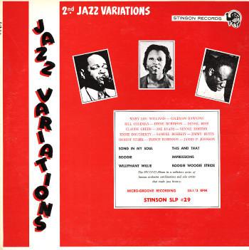 LP Пластинка РАЗНЫЕ ИСПОЛНИТЕЛИ - Джазовые вариации: Том II SLP29 Stinson Records 1962 США Джаз Б/У