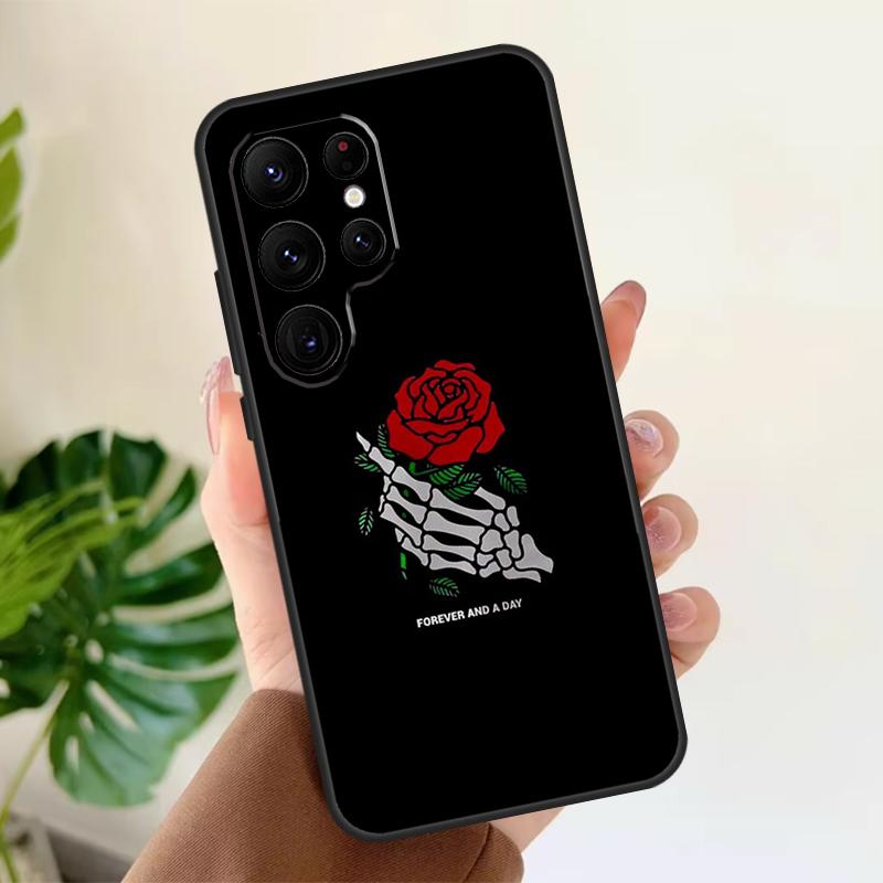 Мягкий чехол с рисунком «Скелетная рука и роза» в готическом стиле для Samsung Galaxy S21 S22 S23 S24 S25 Ultra S9 S10 Plus S20 FE S24 FE