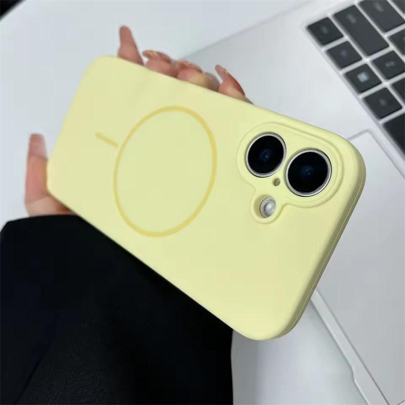 Ультратонкий силиконовый чехол для телефона Magsafe для iPhone 14 12 13 15 16 Pro Max Plus, сплошной матовый чехол для беспроводной зарядки