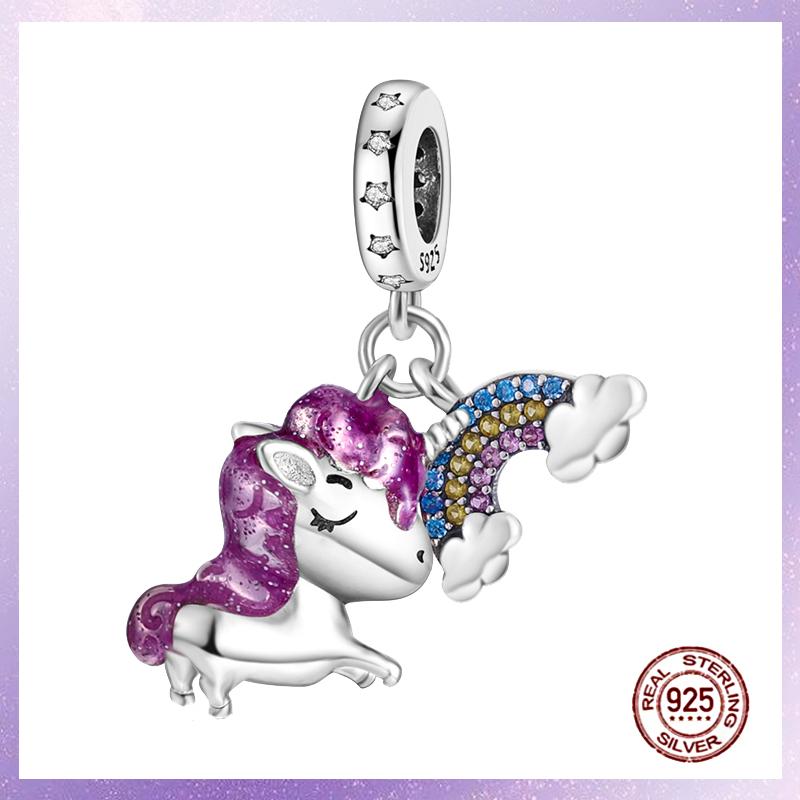 Фиолетовые Шармы Медный Fit Оригинальный Подвесной Браслет Бабочка Стекло Сердце Перо Клип Шарм Подвеска Светящаяся Бусина DIY Ювелирные Изделия