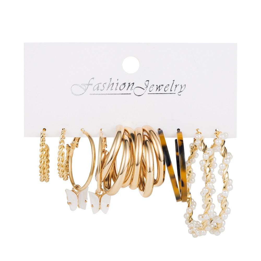 Винтажные золотые серьги-кольца, набор для женщин, круглые серьги-кольца, серьги-гвоздики, модные ювелирные изделия, подарки