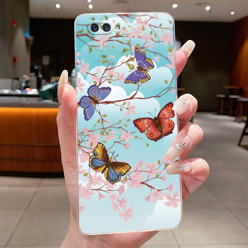 Case For OPPO A3S A5 AX5 A12e CPH1803 CPH1853 CPH1851 Flower Butterfly Phone Cases Soft Silicone Transparent TPU Jelly Cover