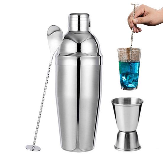 Набор шейкеров для коктейлей 24 унции, миксер для коктейля «Мартини» из нержавеющей стали с мерной ложкой для смешивания, аксессуары для барменов и начинающих барменов