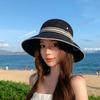 Weave Bow Fisherman Hat Large Bow Sunscreen Bucket Hat Elegant Women Sun Hat  Riding