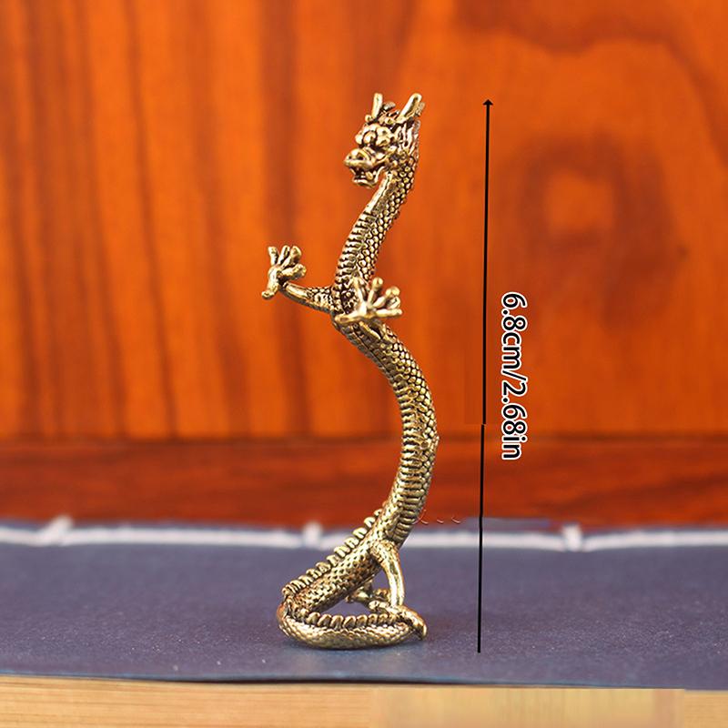 Pure Brass Loong Crafts Ornaments Zodiac Dragon Statue Standing Dragon Decoration Home Decorations