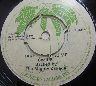 7-дюймовая пластинка CECIL B BACKED BY THE MIGHTY ZAGADA Take Me Take Me The Zagada Feelin CARIFTA001 CARIFTA UK Регги Ска Даб Б/у