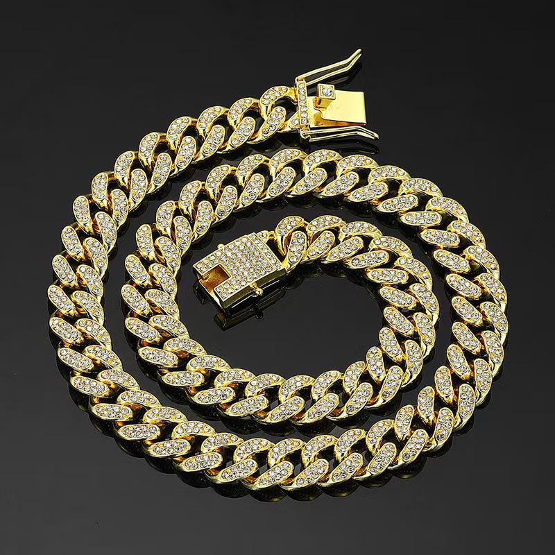 13mm Cuban Chain Bracelet with Diamond Inlay - Men's & Women's European/American Hip-hop Jewelry