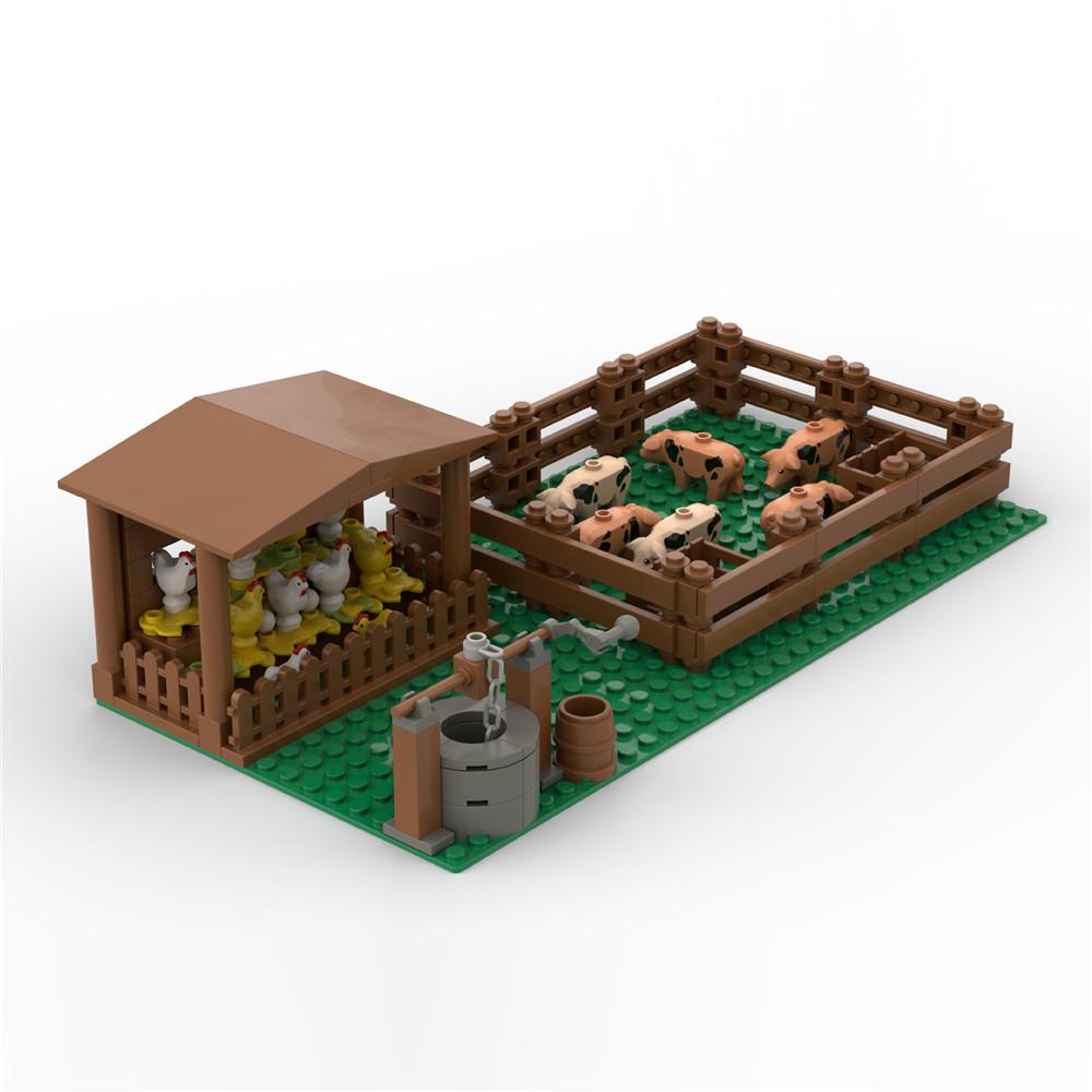 Конструктор MOC Животные Строительные Блоки Городская Ферма Курятник Курица Свинарник Блоки DIY Игрушки Для Детей Мальчиков Девочек Подарки на День Рождения Детская Игрушка