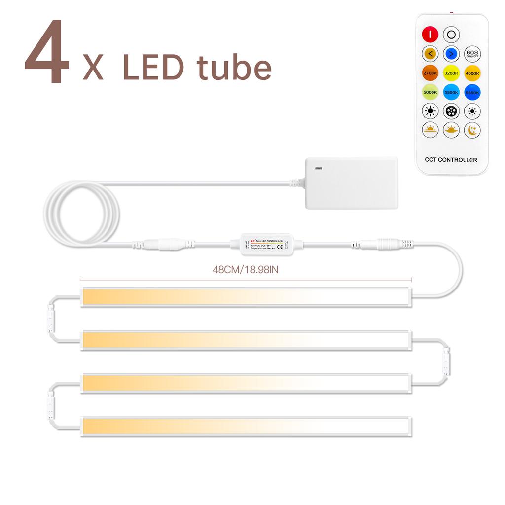 DC24V CCT Dimmable Under Cabinet LED Light Bar 48CM Linkable Aluminum 2700K-6500K Remote Control Kitchen Counter Workbench Lamp