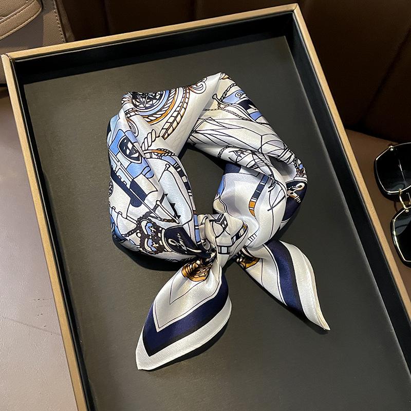 Silk Scarf Women elegant Headband Spring Square Fashion Print Hair Foulard Female Lady Shawl Wraps Hijab Bandana Scarves