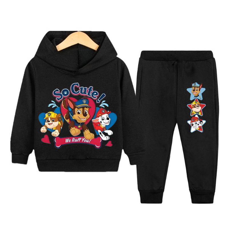 PAW Patrol Spring/Autumn Hoodied Pullover Long Pant Two Piece Suit for Child Clothing Suits Boys Sweatpant Sets Kids Tracksuit