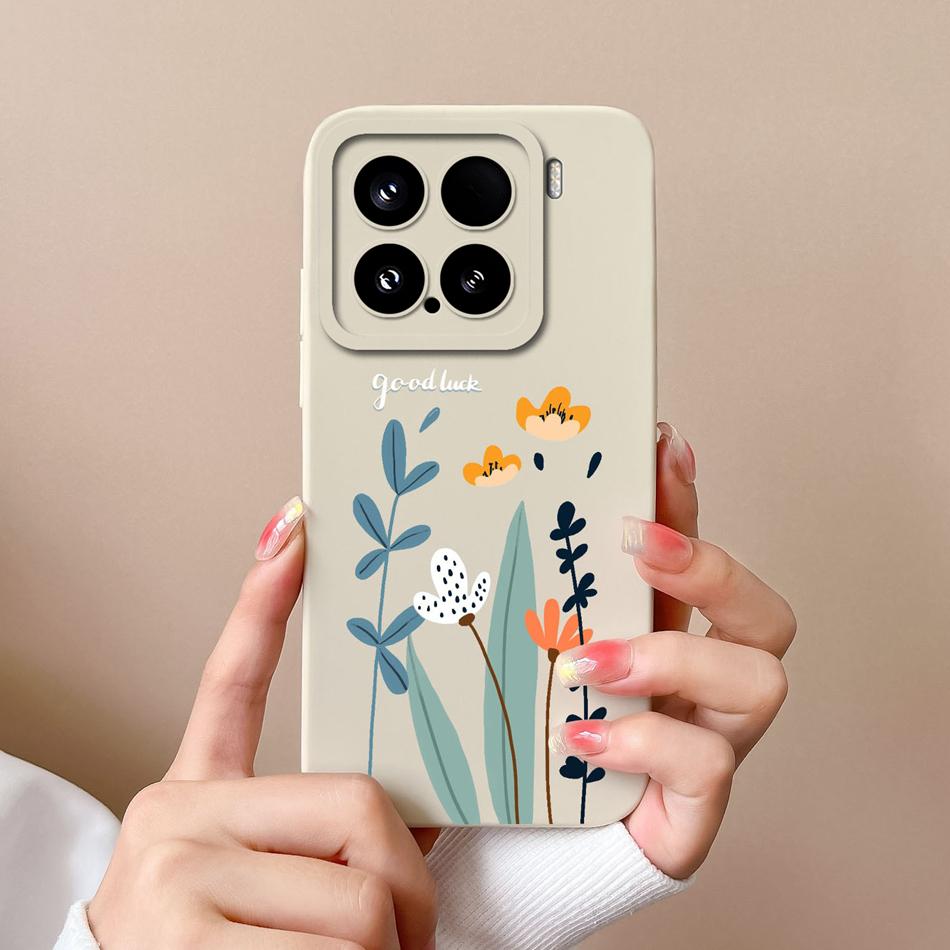 Чехол-конфетница для телефона Xiaomi 15 Pro, корпус, мягкий жидкий силикон, улучшенная полная защита, задняя крышка с цветами для Xiaomi15 Pro, Чехол
