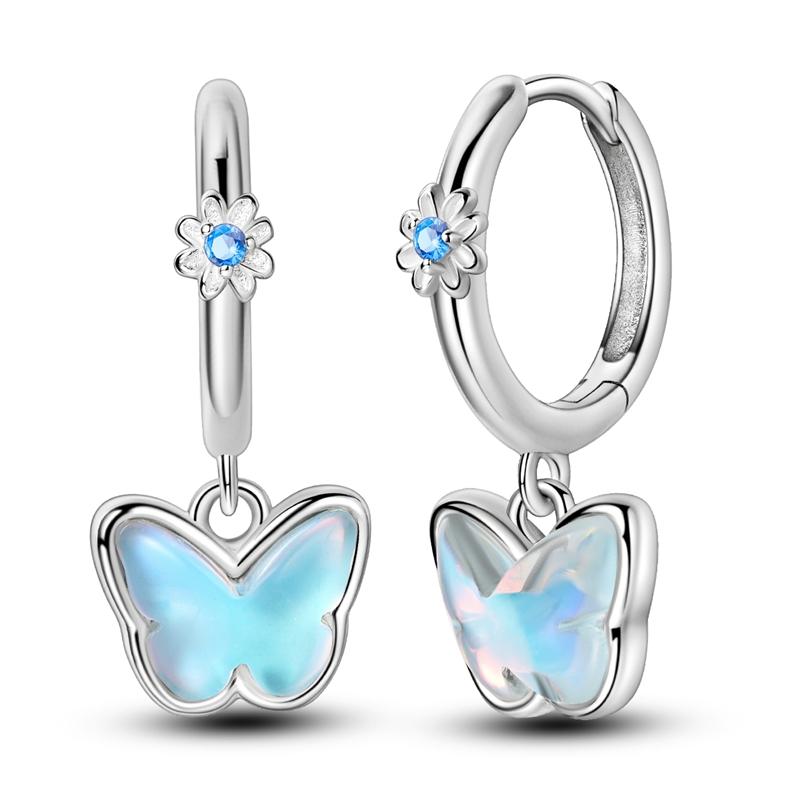 100% 925 Silver Chameleon Dragonfly Butterfly Earrings Golden Koi Ladybug Earrings For Women Fashion S925 Party Jewelry