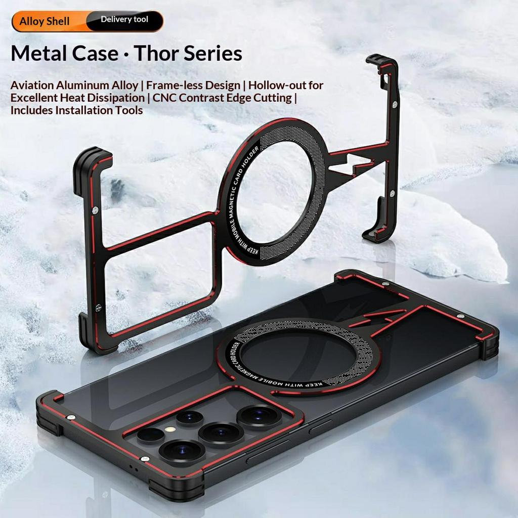 For Samsung Galaxy S25 Ultra Magnetic Bumper Case Aluminium Alloy Metal Frameless Phone Cover