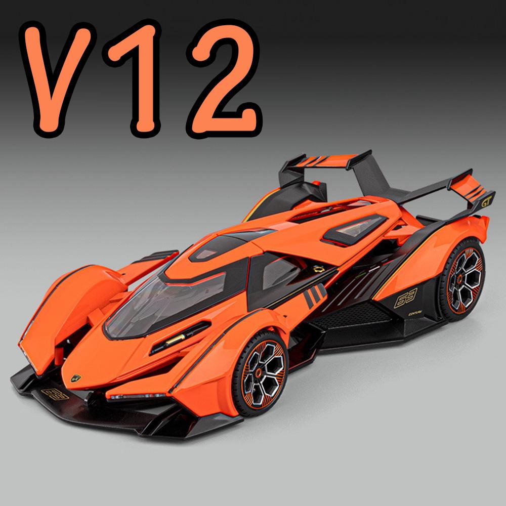 1:18 Lambor V12 Apollo EVO Model Toy Diecast Alloy Car Doors Opened Sound Light Pull Back Miniature Sportscar Collect Decoration