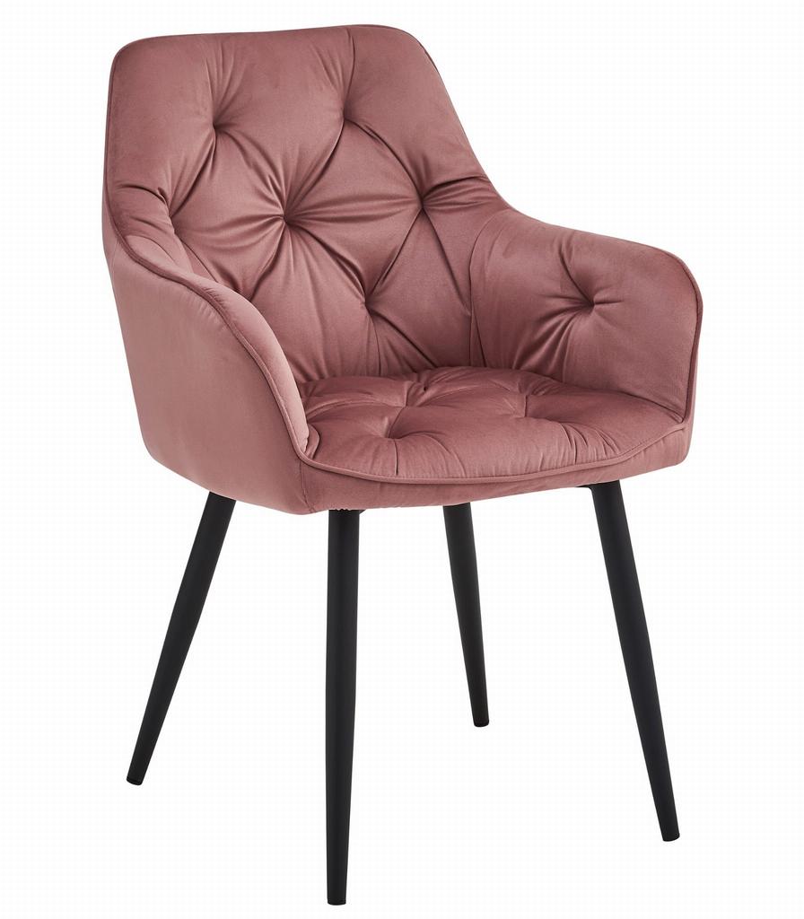 JORK chair - pink velvet / black legs x 2