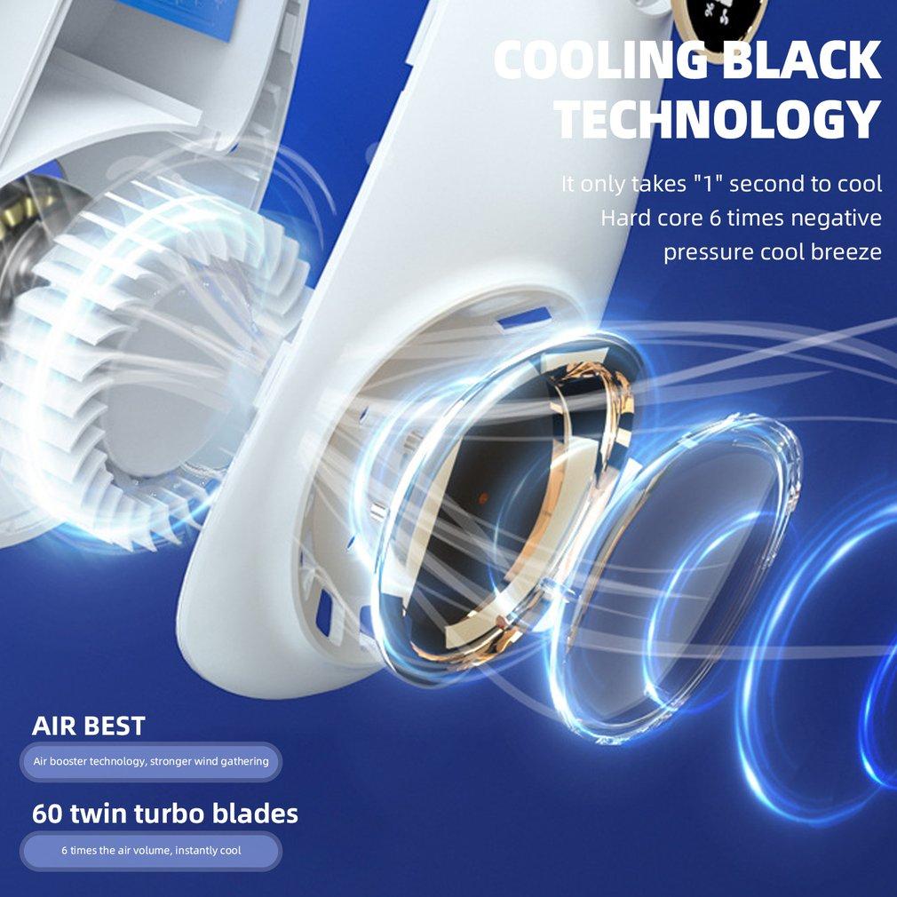 Портативный подвесной вентилятор для шеи, беспроводной USB-перезаряжаемый летний вентилятор, охлаждающий безлопастный носимый вентилятор с шейным ремешком, спортивный кулер для шеи