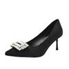 Women's High Heels Summer New Pointy Rhindiamonds Shallow Cut Wedding Shoes Fashion Temperament Stiletto Heels Party Shoes