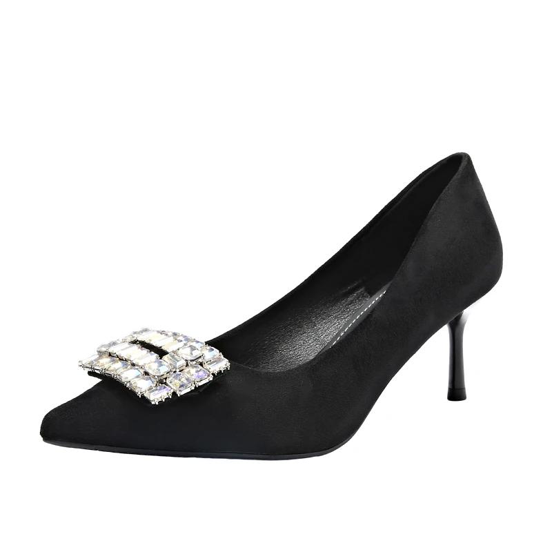 Women's High Heels Summer New Pointy Rhindiamonds Shallow Cut Wedding Shoes Fashion Temperament Stiletto Heels Party Shoes