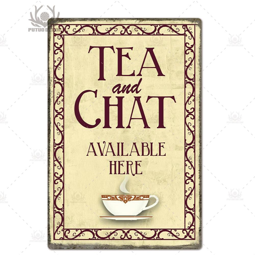Tea Sign Metal Sign Plaque Metal Vintage Shabby Chic Tin Sign Metal Poster Decorative Iron Plate Kitchen Wall Decor