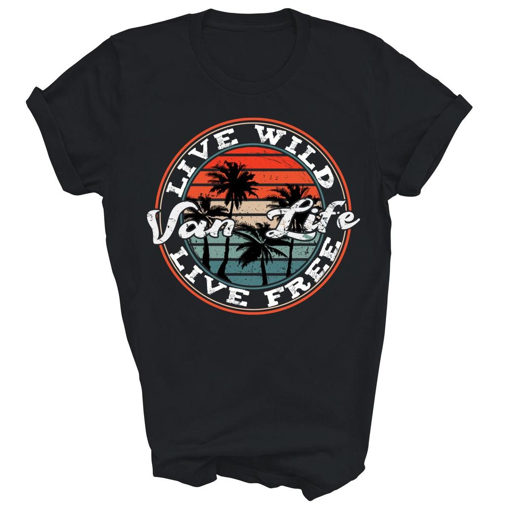 Винтажная футболка унисекс "Live Wild Van Life Live Free" Подарок