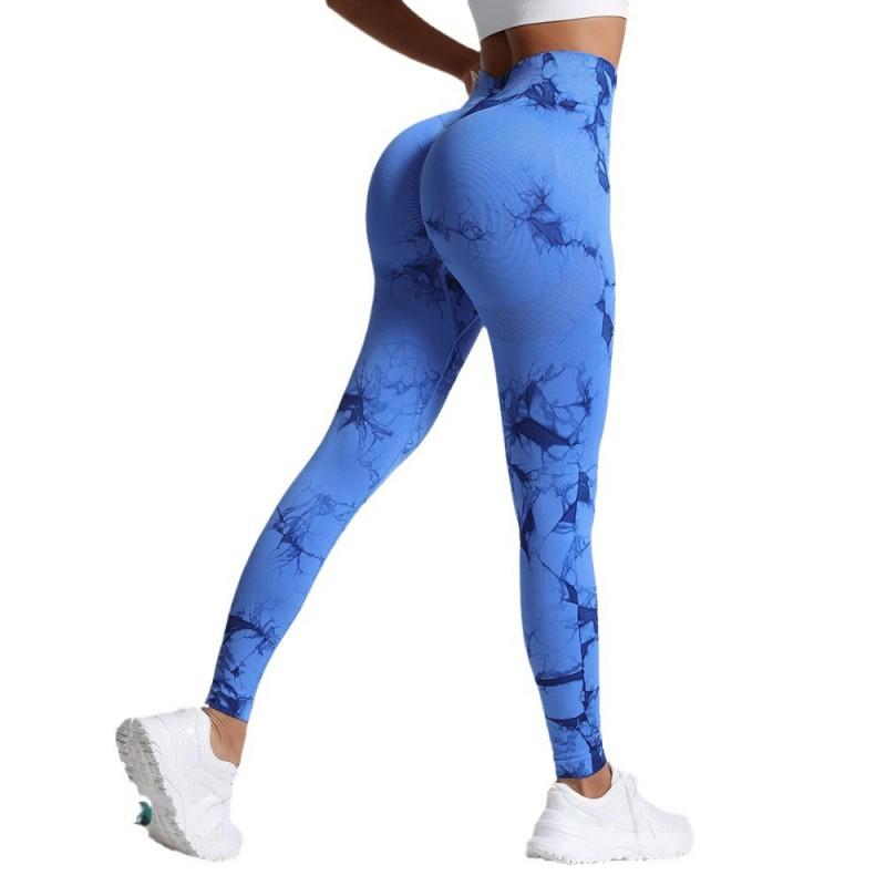 High-Waisted Tie-Dye Side Pocket Yoga Leggings Women Butt-Lifting Breathable Compression Fitness Pants