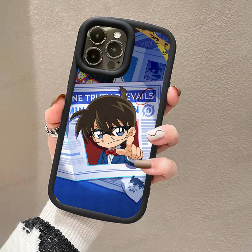 Детектив Конан МУЛЬТФИЛЬМ Для IPhone 17 Pro Max 16 15 14 13 12 11 Plus Черный Мягкий Чехол для Телефона