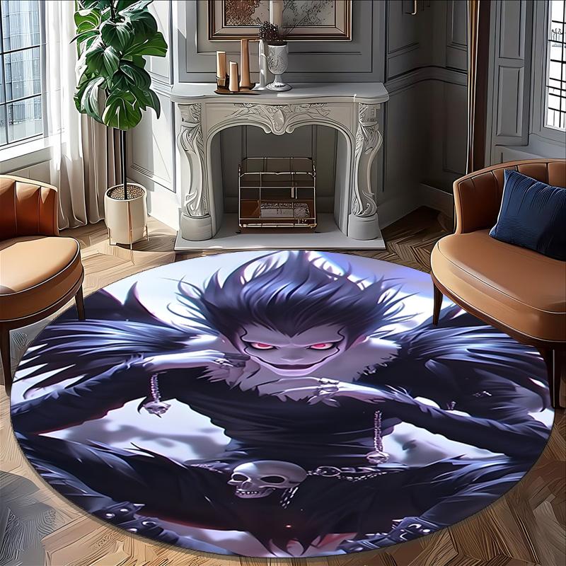 1pc D-Death Note Carpet, Round Rug, Comfortable, Suitable for Entryways, Living Rooms, Office, And Bedrooms, Christmas Decoration
