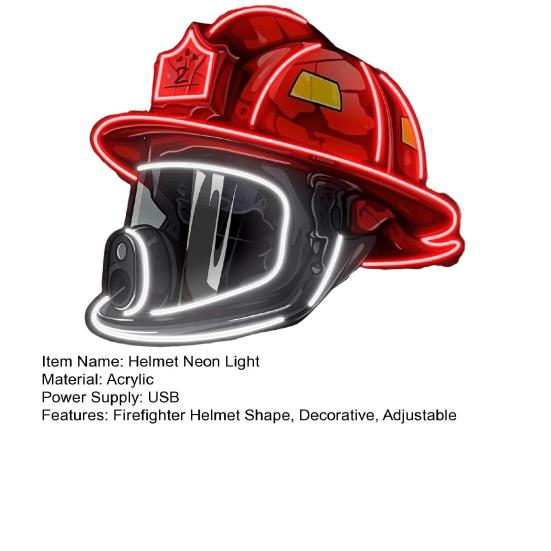 Firefighter Helmet Neon Light Sign USB Powered Dimmable LED Acrylic Helmet Lamp with On/Off Switch Firefighter Hero Wall Decoration
