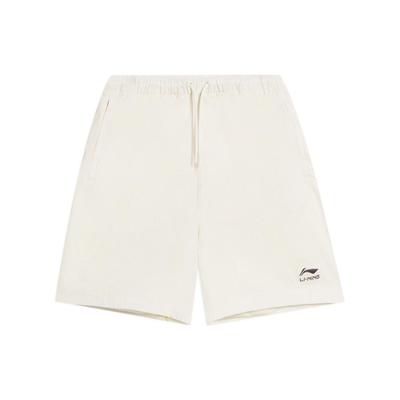 Li Ning Серия Китай Однотонные эластичные шорты спортивные прямые мужские шорты Белый AKSS041-1