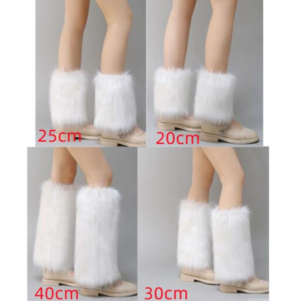 Y2K Furry Leg Warmers 40cm Long Tube Sock Foot Cover Lolita Boots Cover JK