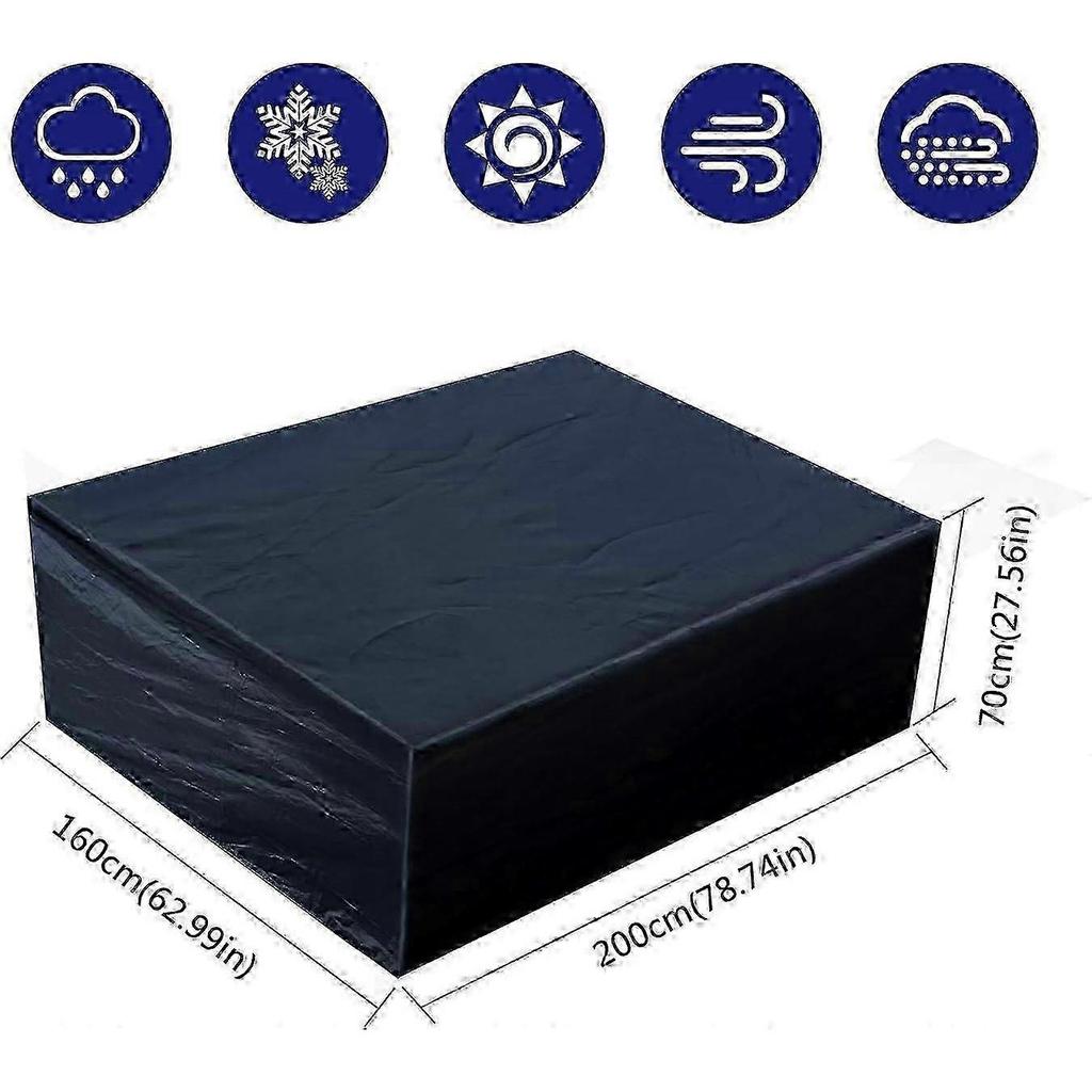 Protective Garden Furniture Cover - Waterproof Rectangular Garden Furniture Cover - for Table Furniture (200x160x70cm/ 63x70.8x27.5 In)