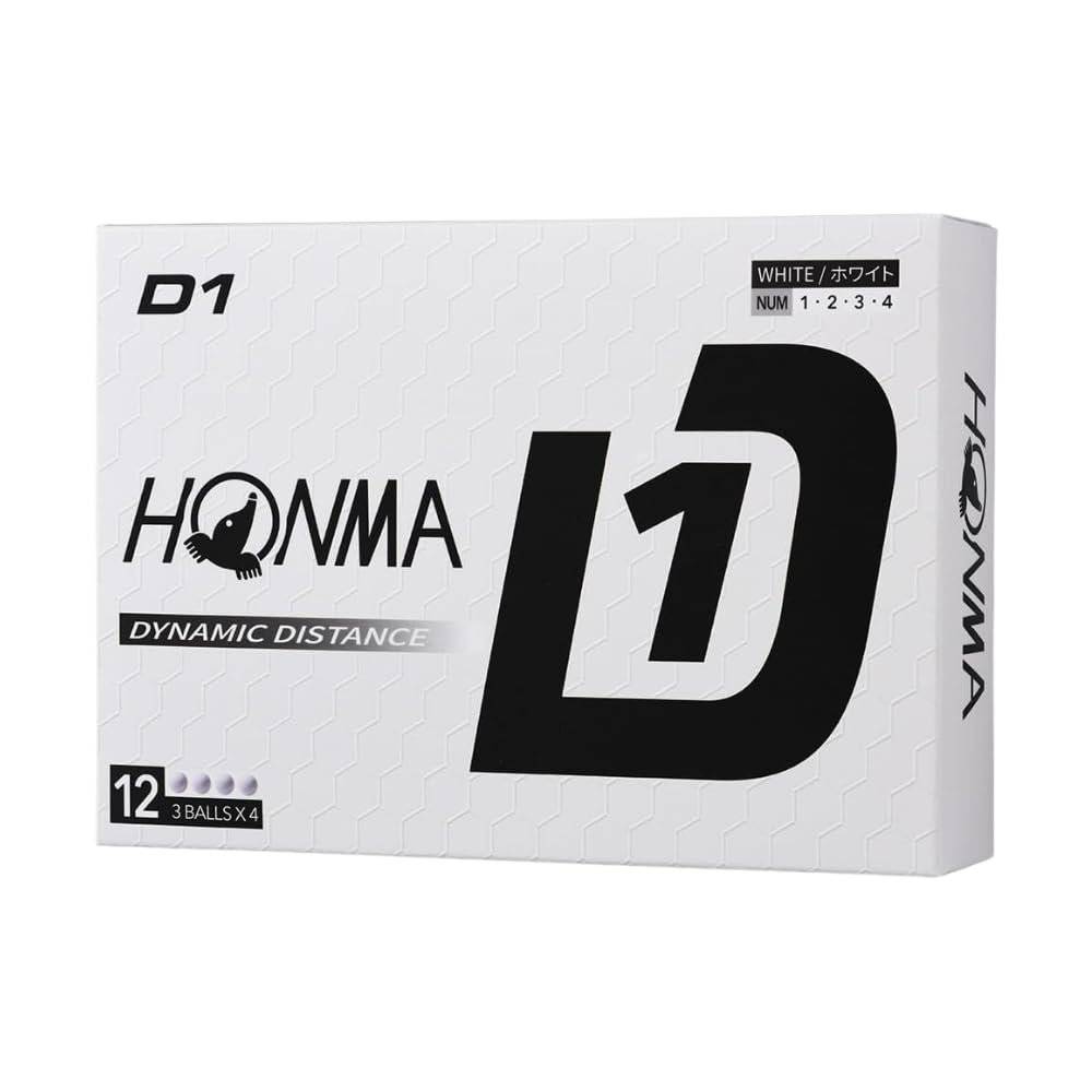 Мячи для гольфа Honma Golf D1, 3 дюжины (36 Шариков), BT2401 Белый, Модель 2024 года, Тип определения расстояния, с цветными тишками