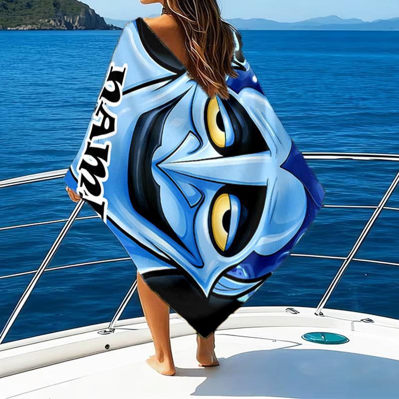 1pc Villain1 Beach Towel with Custom Name, Beach/Swimming/Bath/Picnic/Camping Towel, Suitable for Seaside Beaches