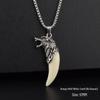 Мужское тибетское ожерелье-подвеска из искусственного клыка волка, титановая стальная цепочка, непальский стиль